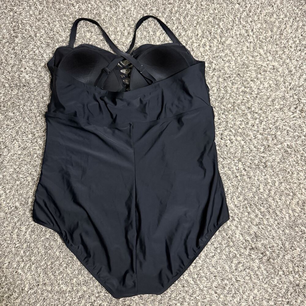 Torrid Brand Women's 4X Slim Fix Lattice One Piece Swimsuit Black - Picture 5 of 6